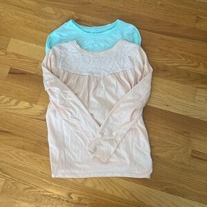 Cat and Jack pink and blue long sleeve shirts